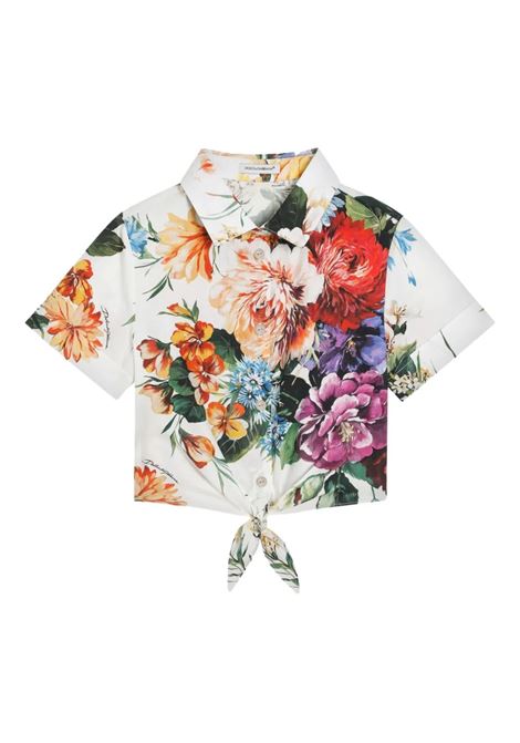 Shirt With Knot and Flower Print DOLCE & GABBANA KIDS | L54S05-HS5TVHA5PC